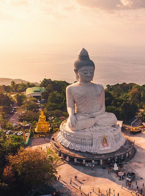 Aerial view of Big Buddha statue in Phuket, Thailand